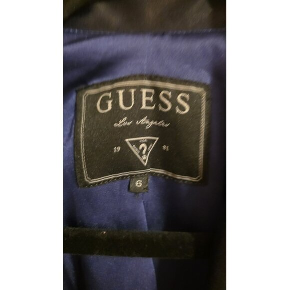 Guess Blazer Women Size 6 Black Tuxedo Formal Satin One Button Jack Cocktail Y2K - Picture 3 of 10